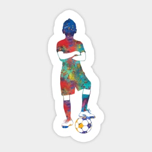 Soccer player little boy with ball Sticker